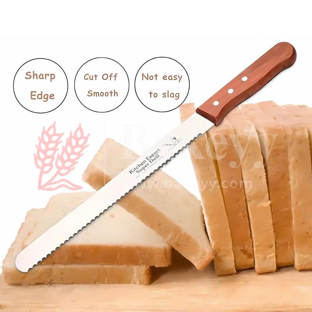 12 Inch| Bread Knife | Wide Teeth Wooden Handle | Stainless Steel | 1 Piece - Bakeyy.com - India - 12 Inch| Bread Knife | Wide Teeth Wooden Handle | Stainless Steel | 1 Piece - Default Title