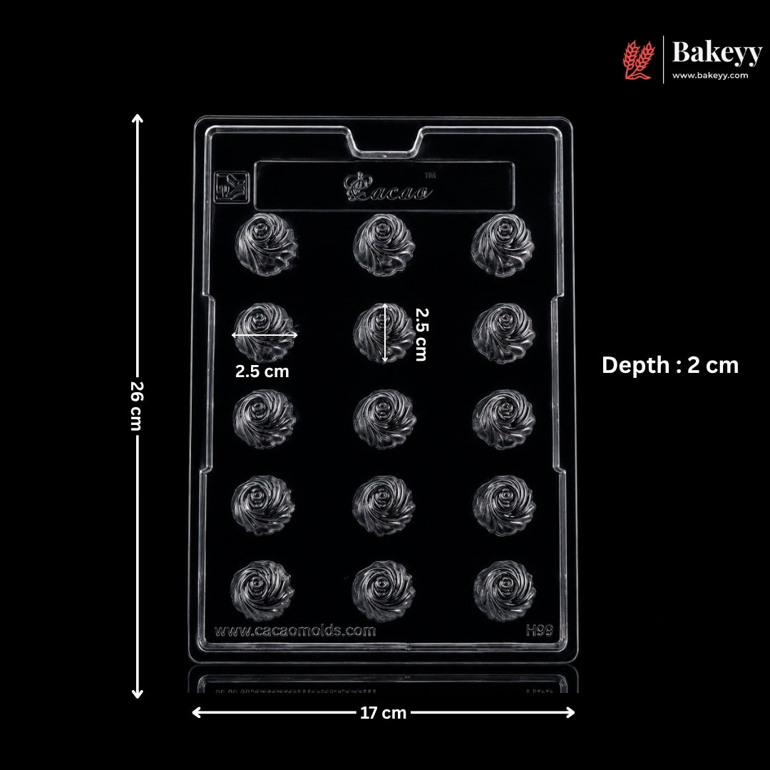 Mould 199 | 15 Cavity Spiral Shell Chocolate Mould for Pralines & Bonbons | Pack of 1
