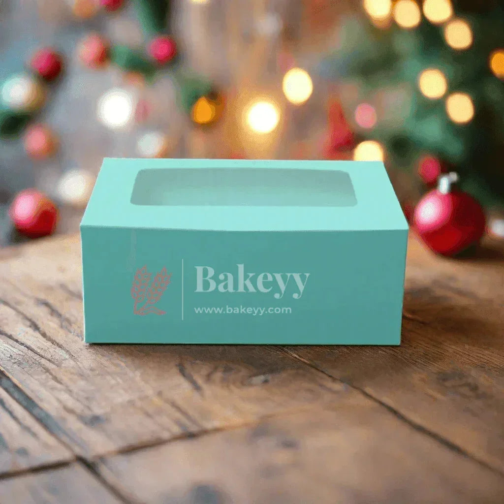 2 Cupcake Box | With Window On The Top | Sky Blue Color | - Bakeyy.com - India - 2 Cupcake Box | With Window On The Top | Sky Blue Color | - Pack of 10