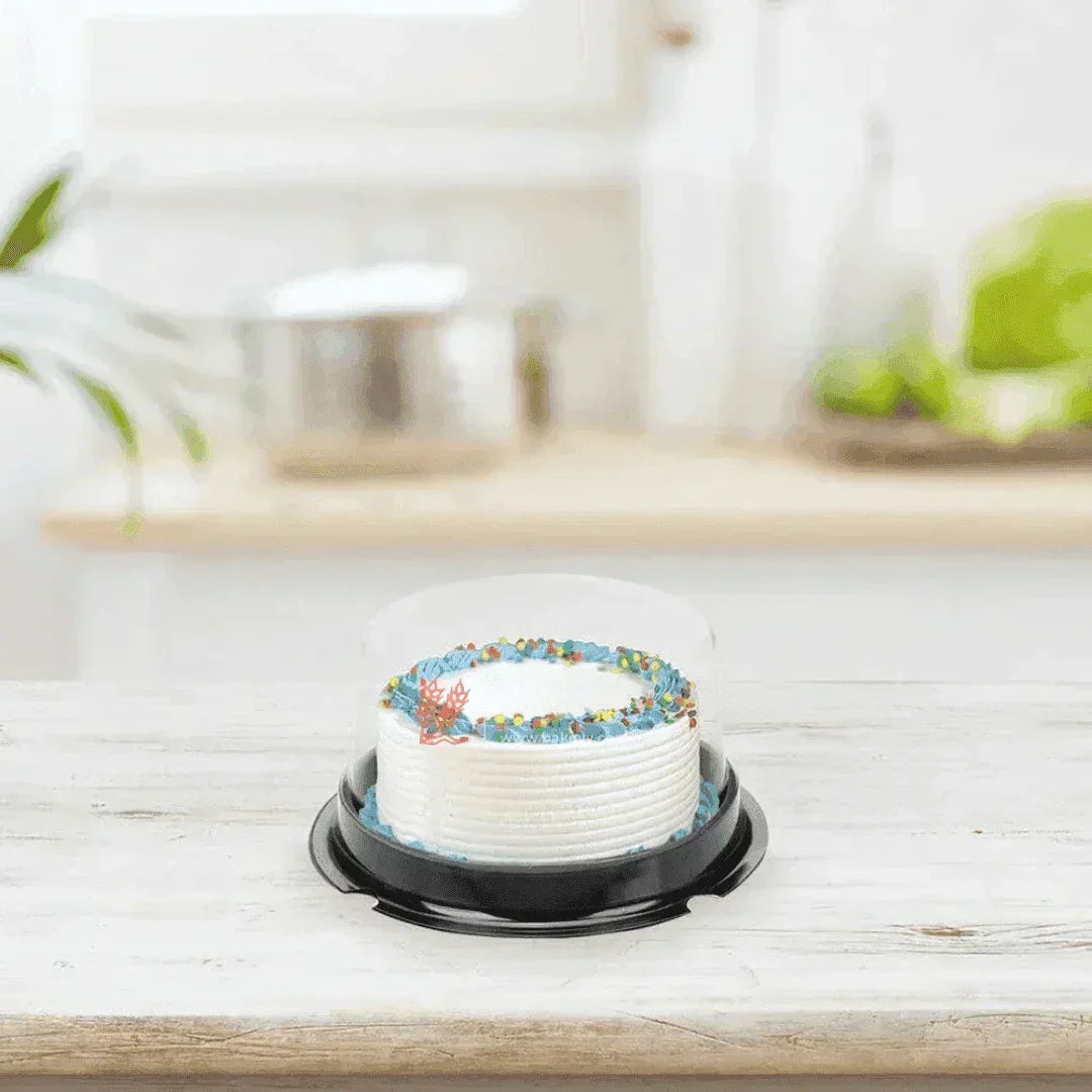 Bento Cake Container || Round Golden Plastic Cake Container with Clear Dome Lid || Individual Pastry Container|| - Bakeyy.com - India - Bento Cake Container || Round Golden Plastic Cake Container with Clear Dome Lid || Individual Pastry Container|| - Gold / Pack of 50