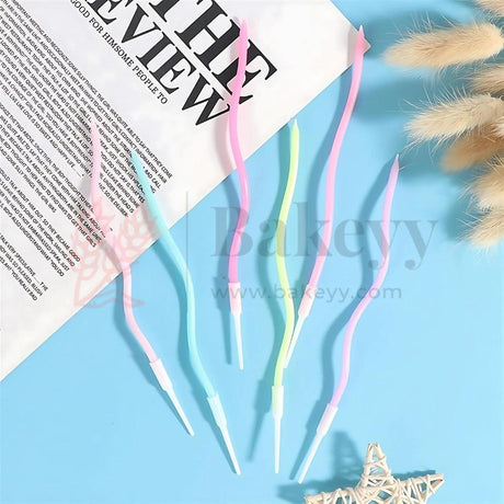 Twisty Metallic Spiral Candles Pastel Colours | 10 pcs | For Birthday, Baby Shower, Wedding Party & Cake Decoration - Bakeyy.com - India - Twisty Metallic Spiral Candles Pastel Colours | 10 pcs | For Birthday, Baby Shower, Wedding Party & Cake Decoration - Default Title
