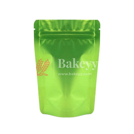 100 gm | Zip Lock Pouch | Green Color Without Window | 10x17 CM | Standing Pouch | 110 GSM | - Bakeyy.com - India - 100 gm | Zip Lock Pouch | Green Color Without Window | 10x17 CM | Standing Pouch | 110 GSM | - Pack Of 50 / 10x17 cm / 100 gm