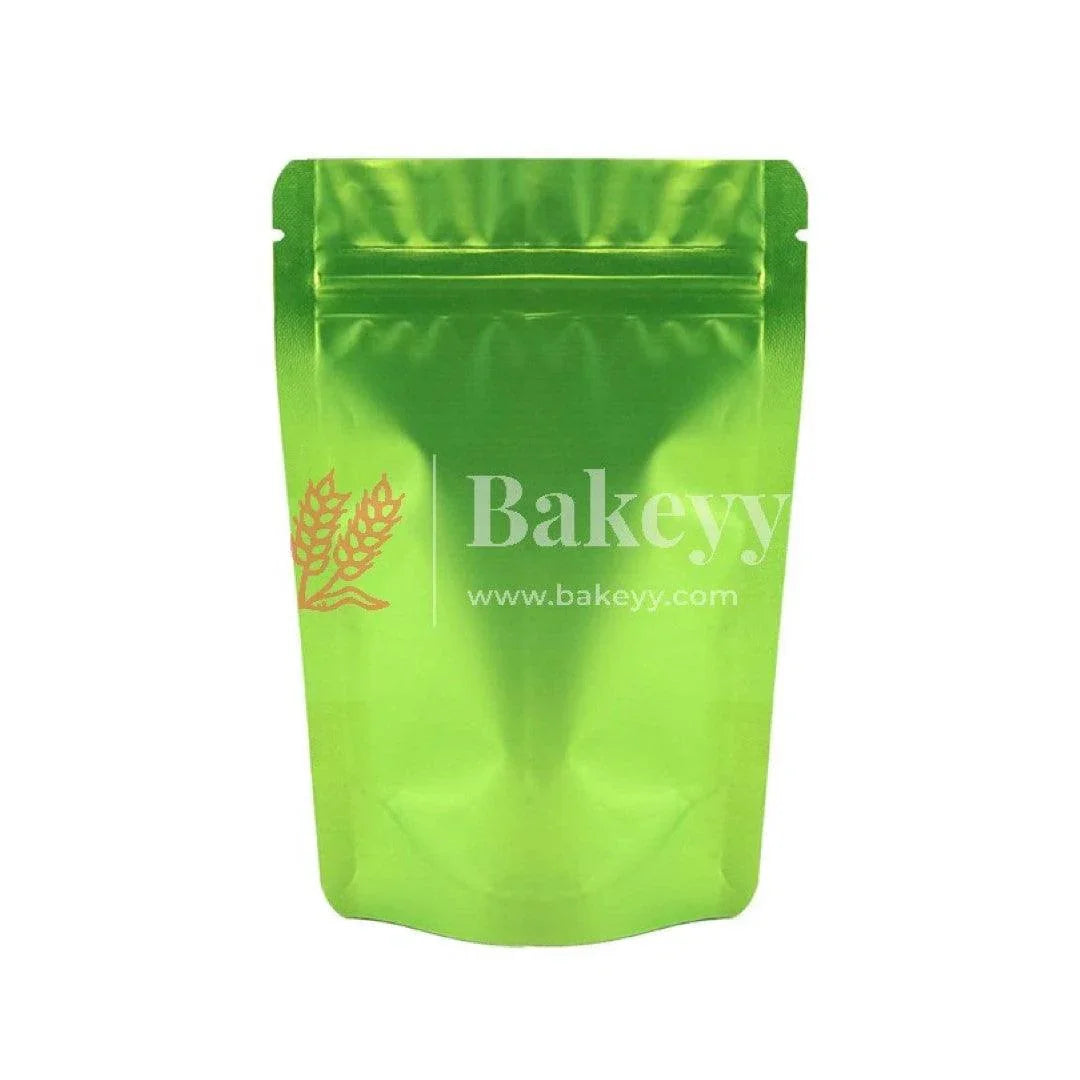 100 gm | Zip Lock Pouch | Green Color Without Window | 10x17 CM | Standing Pouch | 110 GSM | - Bakeyy.com - India - 100 gm | Zip Lock Pouch | Green Color Without Window | 10x17 CM | Standing Pouch | 110 GSM | - Pack Of 50 / 10x17 cm / 100 gm