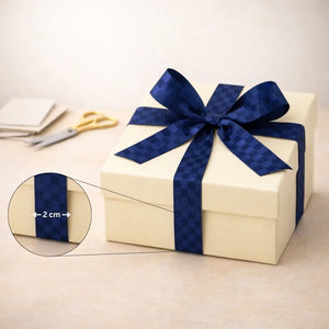 2cm |18 Mtr Premium Elegant Checkered Satin Ribbon Roll – Elegant Finish for Gift Wrapping & Crafts| 1 Roll