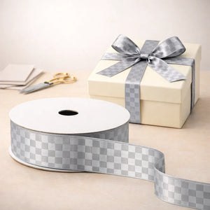 2cm |18 Mtr Premium Elegant Checkered Satin Ribbon Roll – Elegant Finish for Gift Wrapping & Crafts| 1 Roll