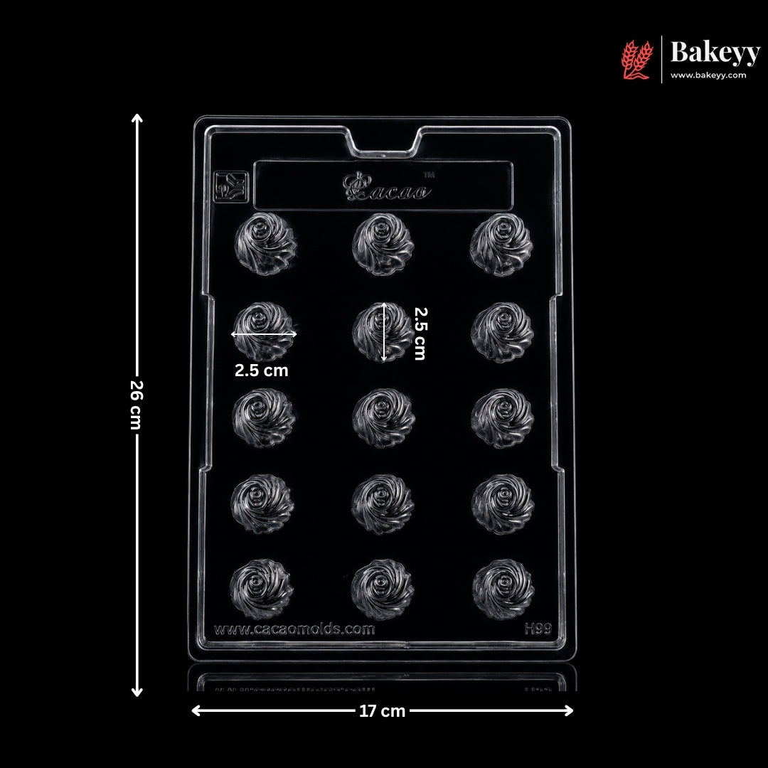 Mould 199 | 15 Cavity Spiral Shell Chocolate Mould for Pralines & Bonbons | Pack of 1