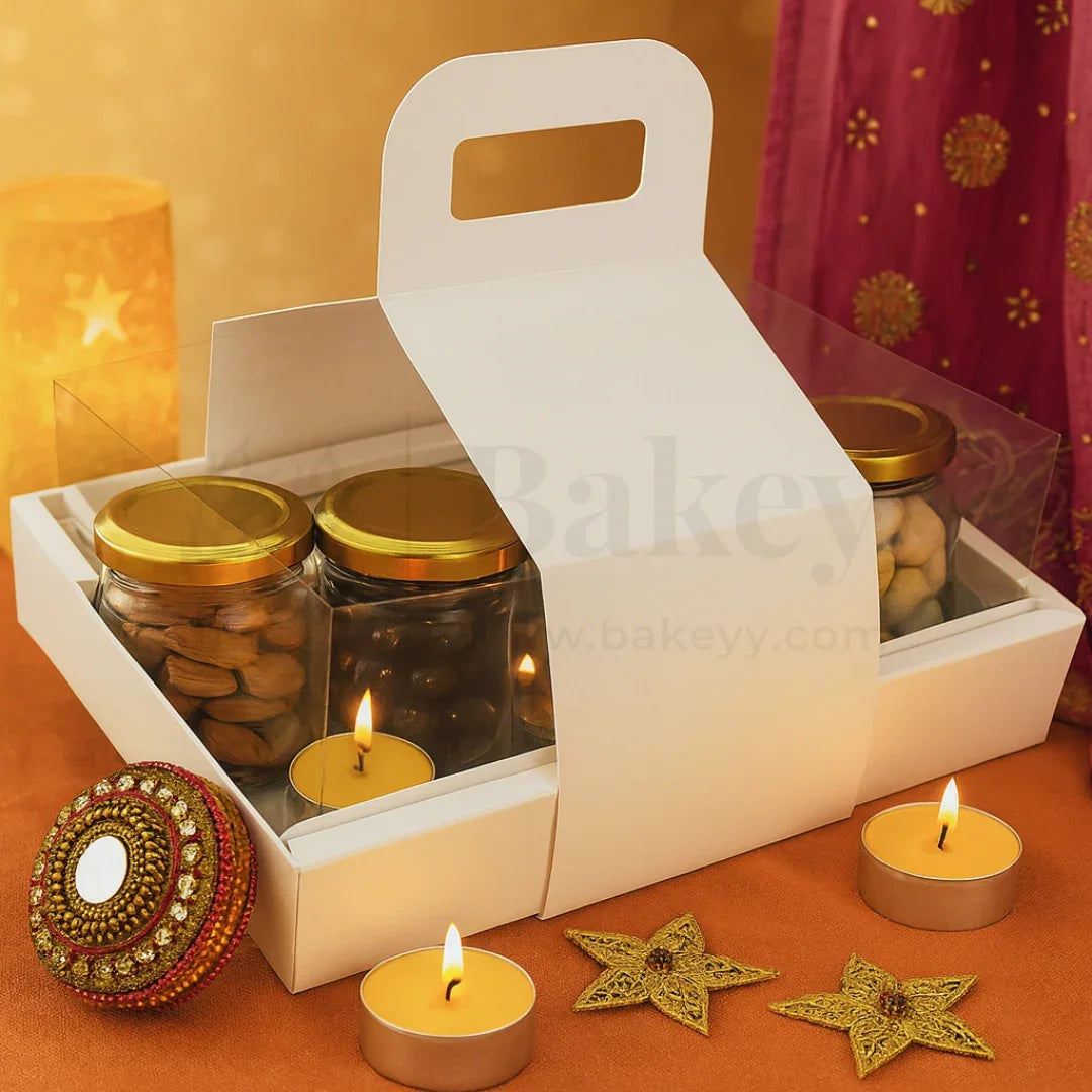 Double Wall Hamper Box with Fit in Transparent Lid and  Handle| Pack of 10