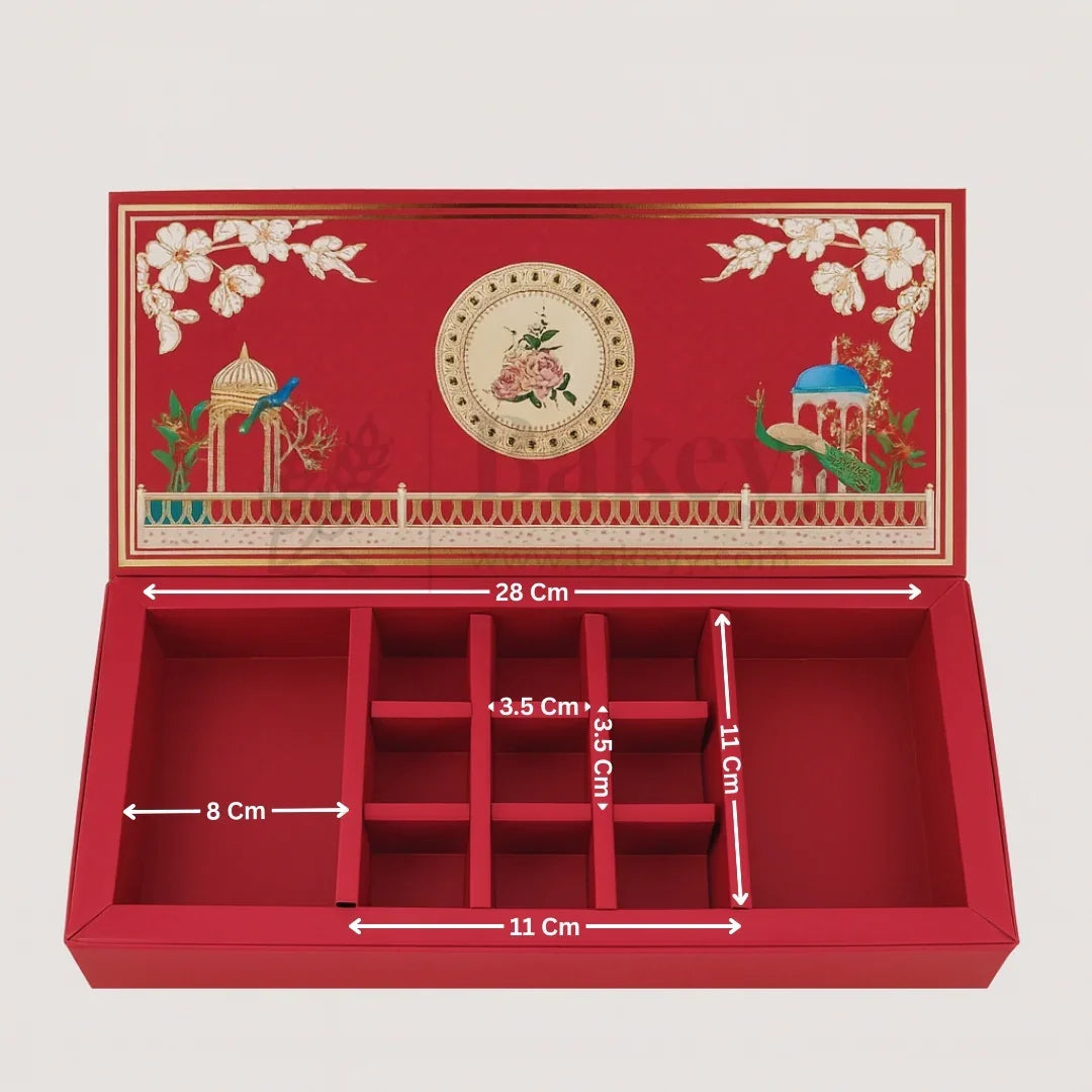 Red Peacock 2 Brownie and 9 cavity Slider Hamper Box| 1 Piece