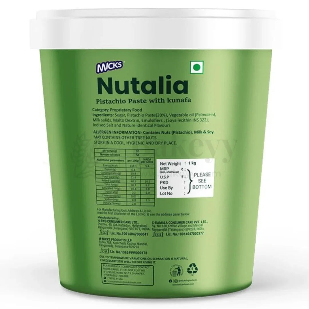 Micks Nutalia Pistachio Paste with kunafa | 1 Kg
