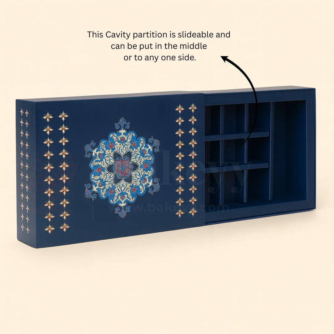 Blue Floral 2 Brownie and 9 cavity Hamper Box| 1 Piece