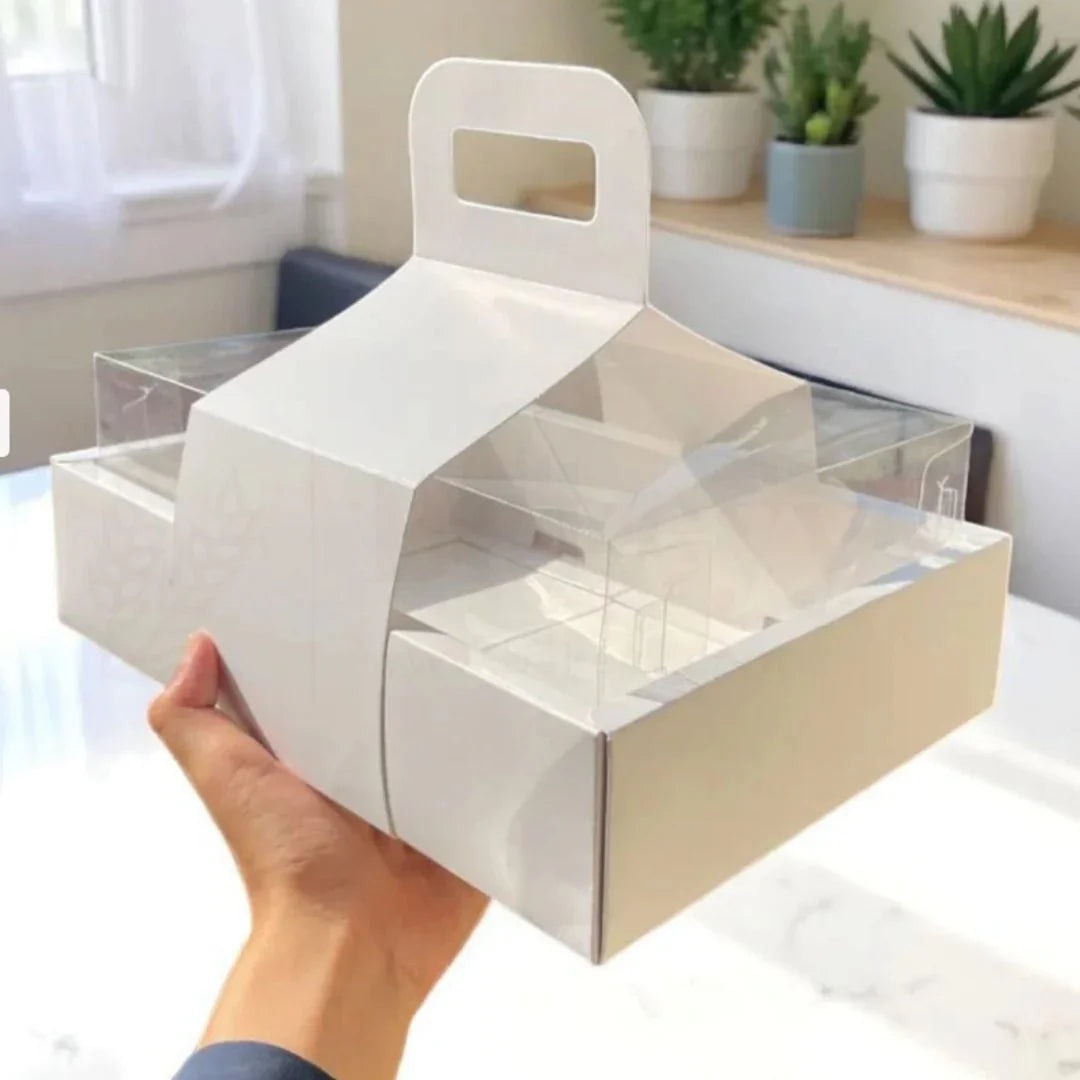 Double Wall Hamper Box with Fit in Transparent Lid and  Handle| Pack of 10