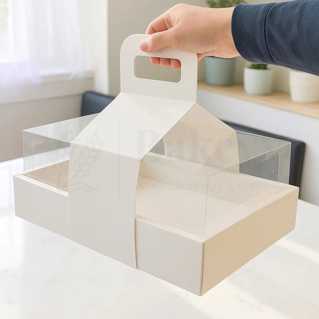 Double Wall Hamper Box with Fit in Transparent Lid and  Handle| Pack of 10