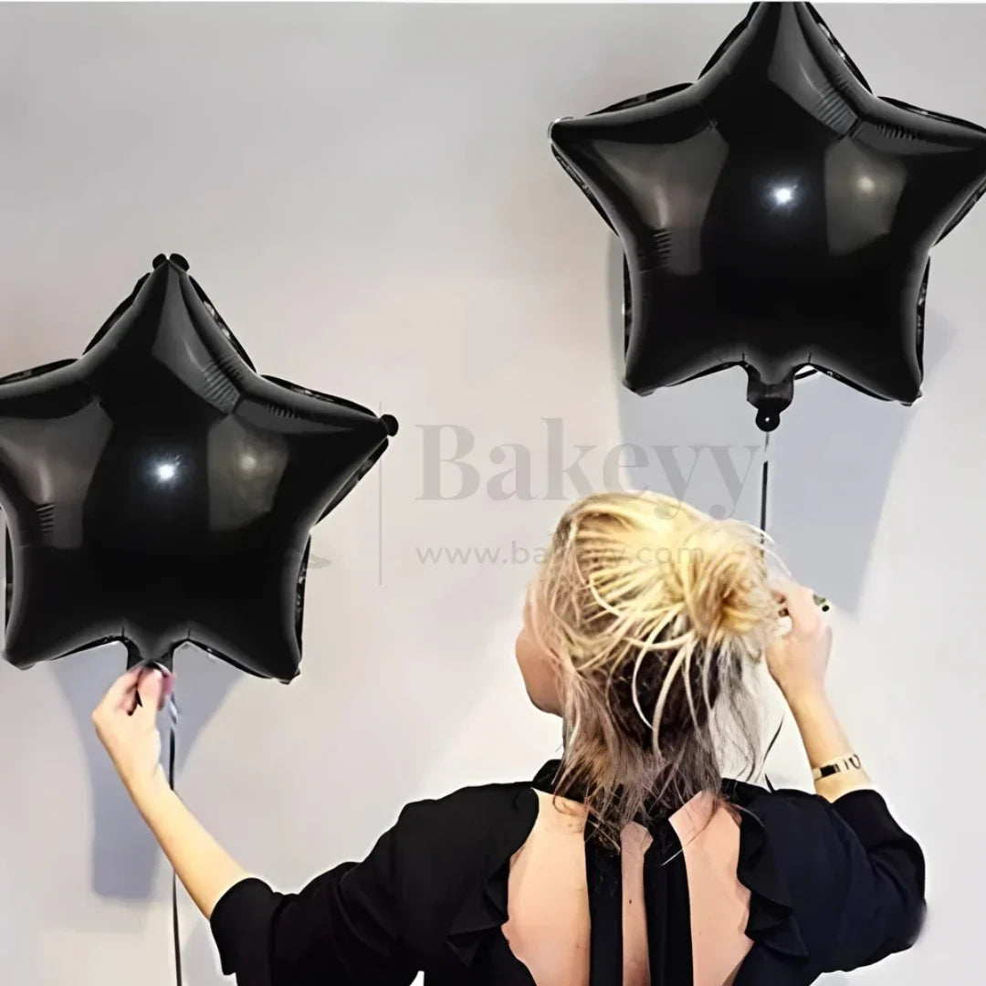 Black Star Foil Balloon| Pack of 2 - Bakeyy.com - India - Black Star Foil Balloon| Pack of 2 - Default Title