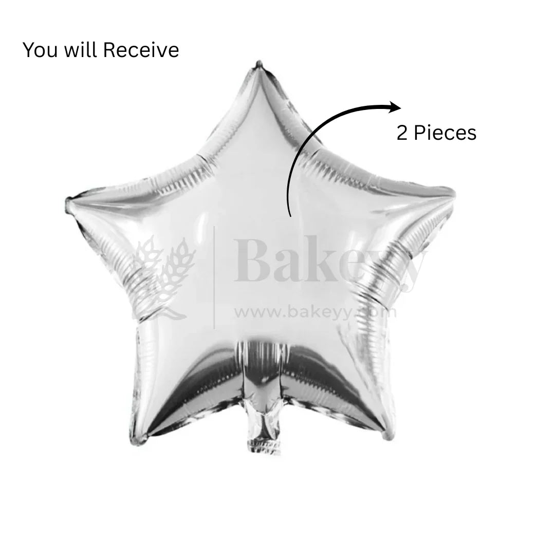 Silver Star Foil Balloon| Pack of 2 - Bakeyy.com - India - Silver Star Foil Balloon| Pack of 2 - Default Title