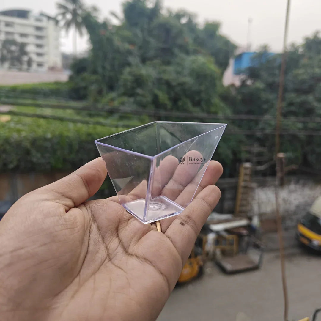 Clear Square Dessert Cup | Tapered Finish | Pack of 25