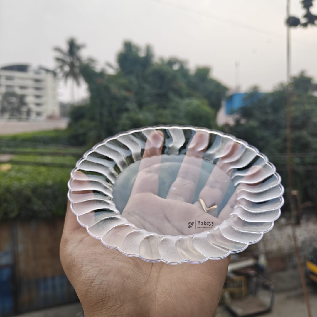 Plastic Mini Serving Plate | Flower Shape | Disposable | Pack Of 15 | D25