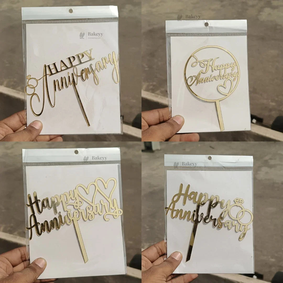 5 Inch | Happy Anniversary Cake Topper | Pack of 5