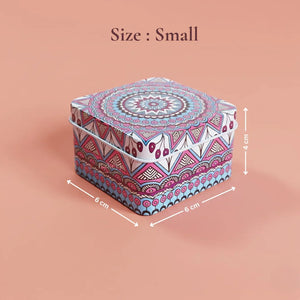 Square Mandala Print Tin Box | Mandala Print | Tin Box - Bakeyy.com - India - Square Mandala Print Tin Box | Mandala Print | Tin Box - Small | Pack of 12 480.00