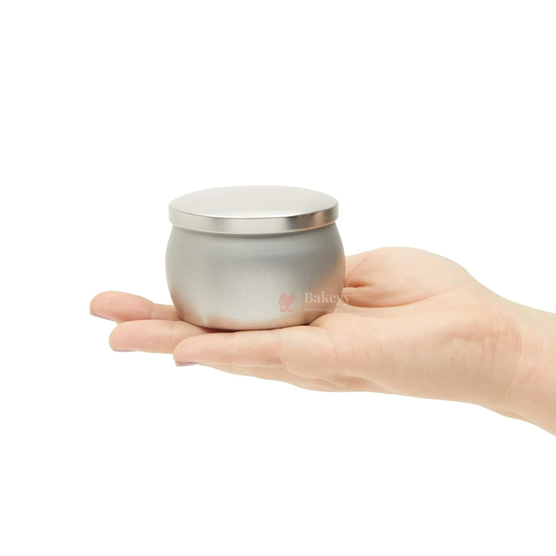 Silver Candle Tin Box | Empty Decorative Tin Box | Candy Box | Gift Box | Pack Of 12
