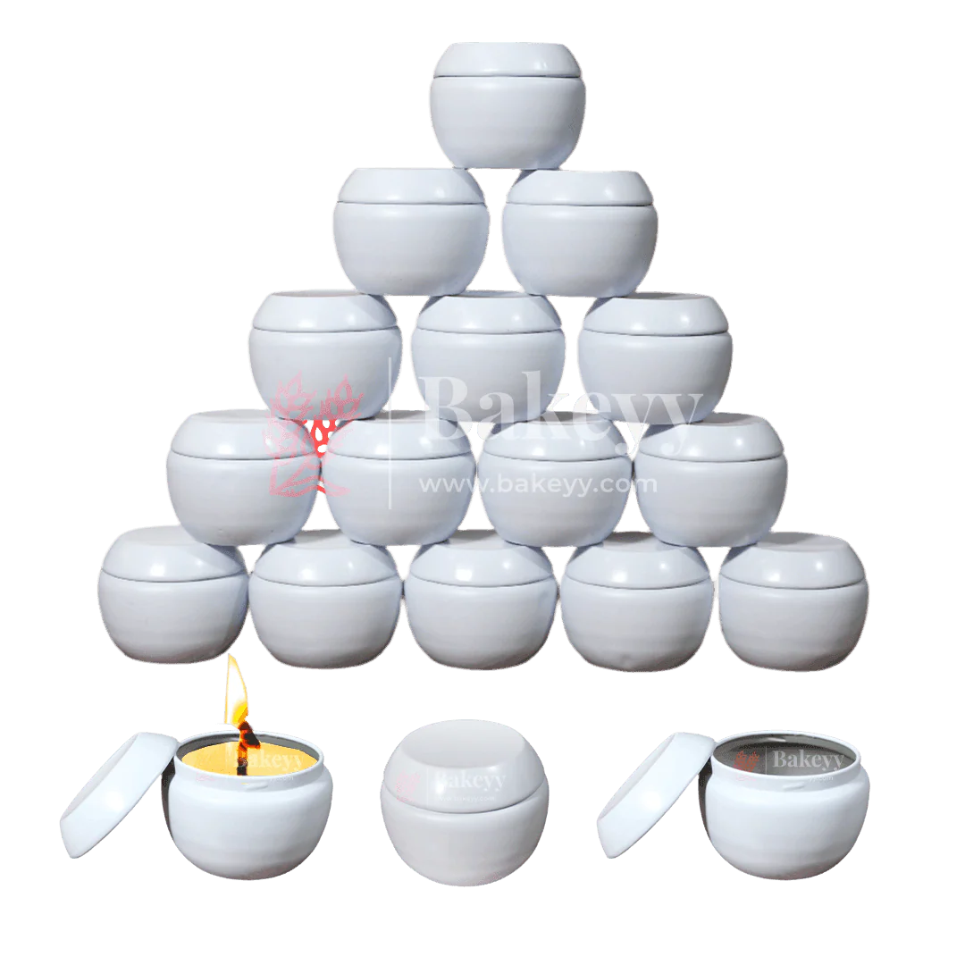 Flat-Top Curved Metal Candle Tin Boxes with Lid | Candle Metal Tin Box | Pack of 10