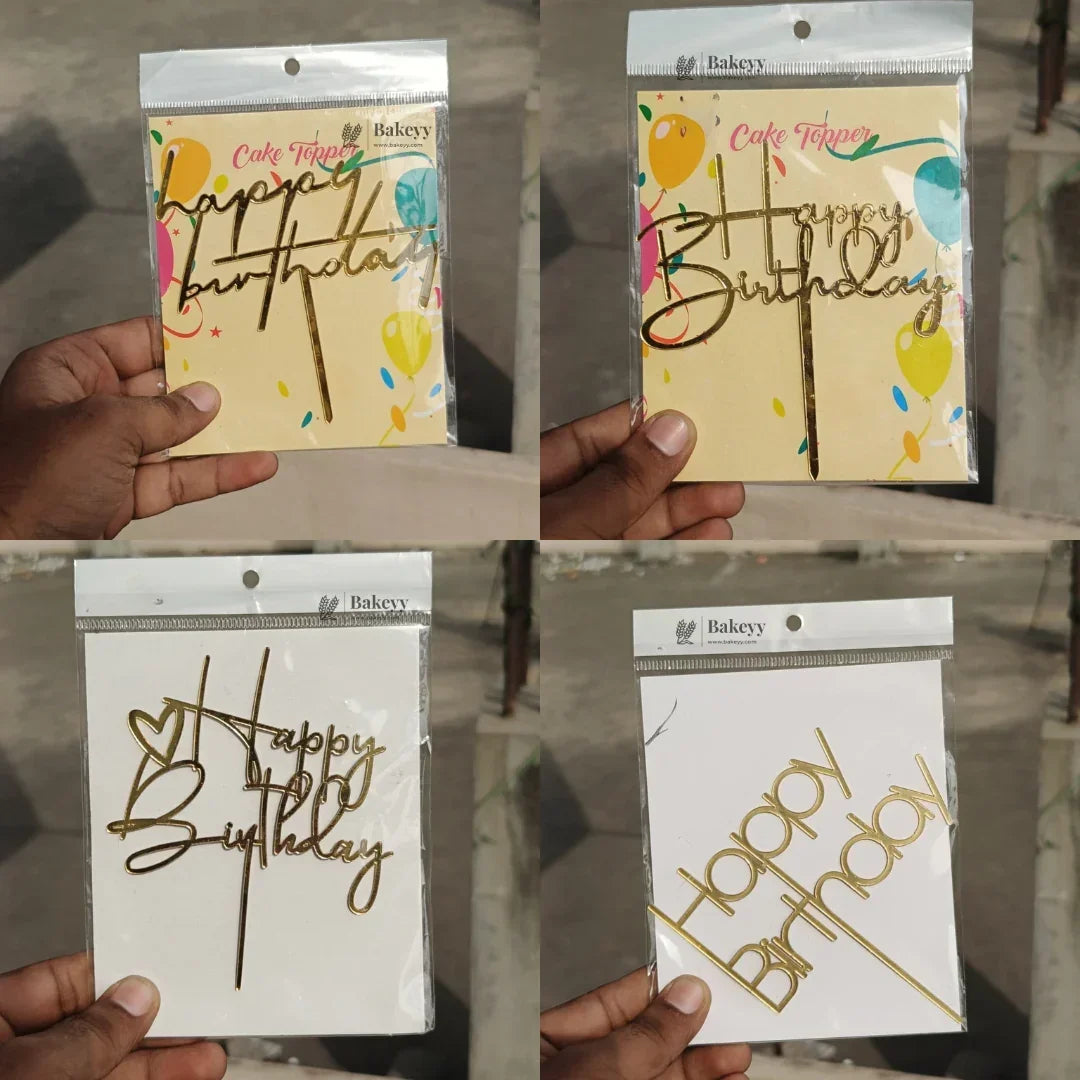 5 Inch Acrylic Cake Topper | Decorative Cake Topper for Celebrations | Assorted designs | Set 1 | Pack of 5 - Bakeyy.com - India - 5 Inch Acrylic Cake Topper | Decorative Cake Topper for Celebrations | Assorted designs | Set 1 | Pack of 5 - Design 1 75.00
