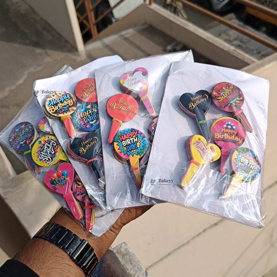 Happy Birthday Paper Cake Toppers | Cupcake Toppers | Birthday Decorations Items | Pack of 100