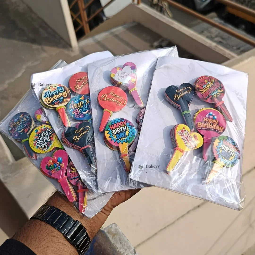 Happy Birthday Paper Cake Toppers | Cupcake Toppers | Birthday Decorations Items | Pack of 100 - Bakeyy.com - India - Happy Birthday Paper Cake Toppers | Cupcake Toppers | Birthday Decorations Items | Pack of 100 - Default Title 20.00