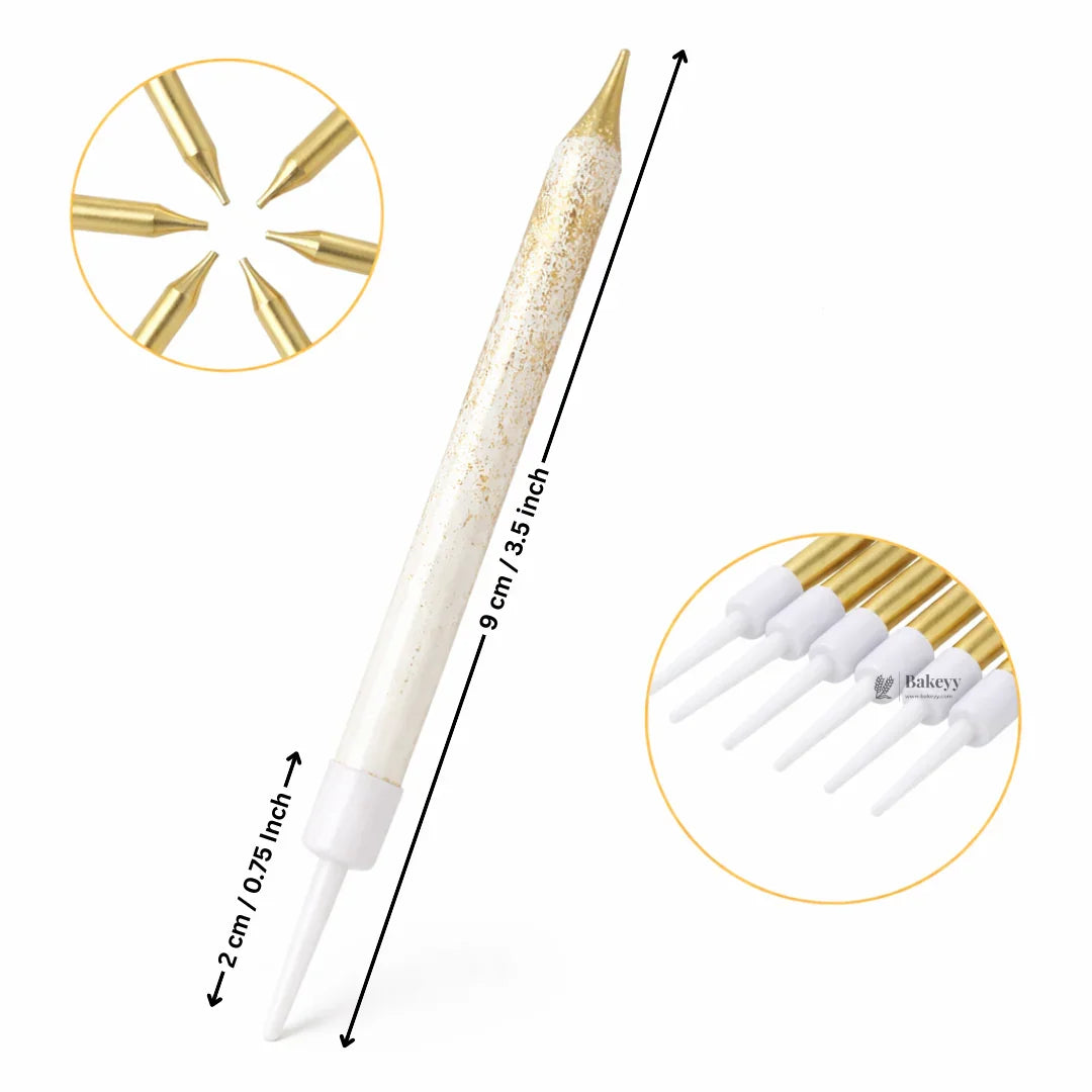 Gold metallic baking birthday candle, 3.5 inch, pack of five, Bakeyy wholesale supplies.