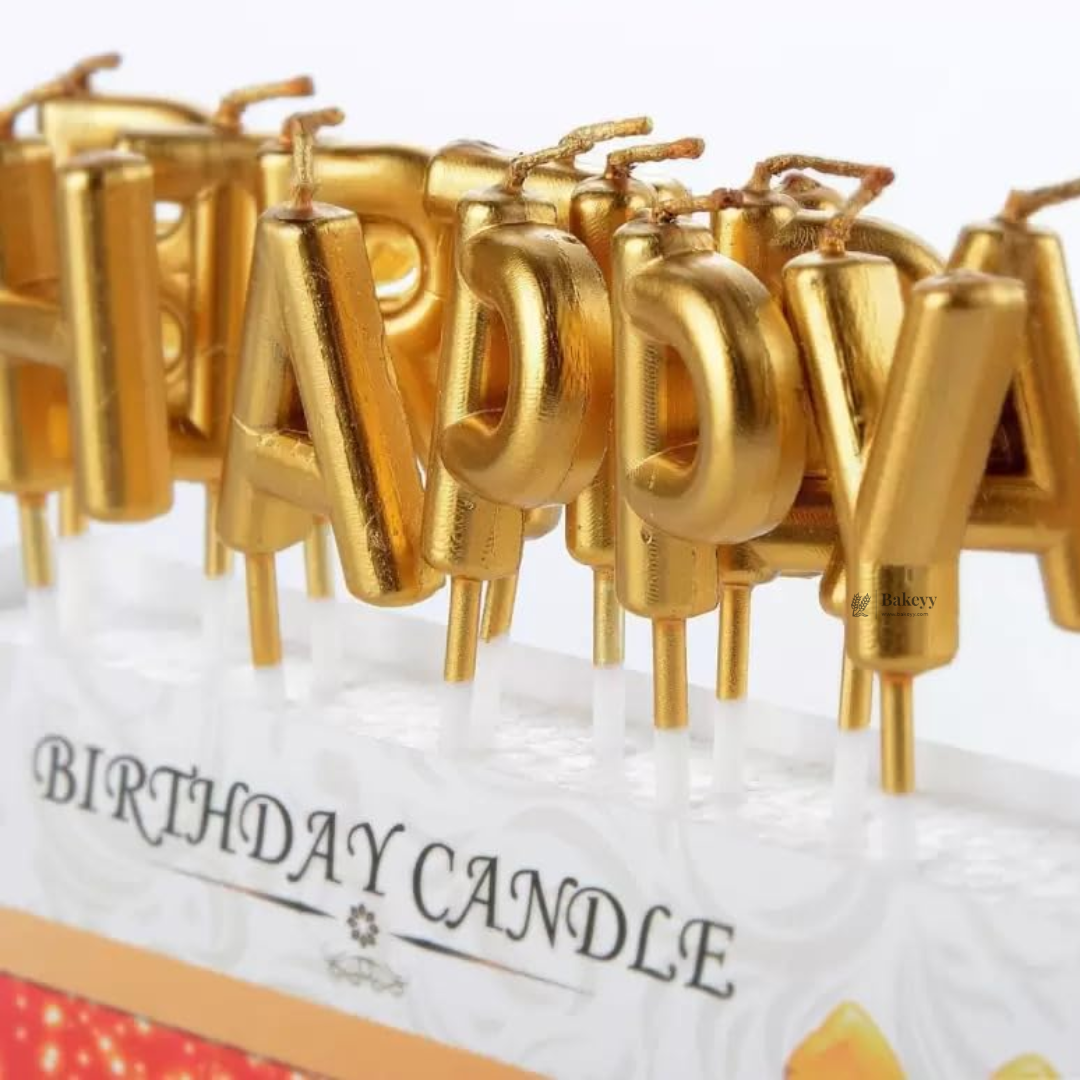 Gold Alphabet Birthday Candles | Letter Cake Candles | Happy Birthday Set