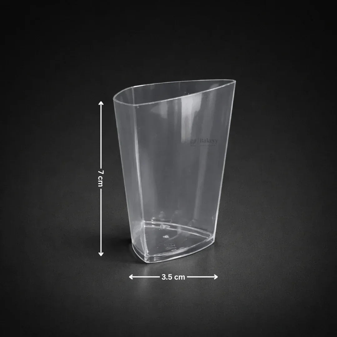 Clear Plastic Dessert Cup | Tall Triangle Shape | D31 | Pack of 30 - Bakeyy.com - India - Clear Plastic Dessert Cup | Tall Triangle Shape | D31 | Pack of 30 - Default Title 240.00