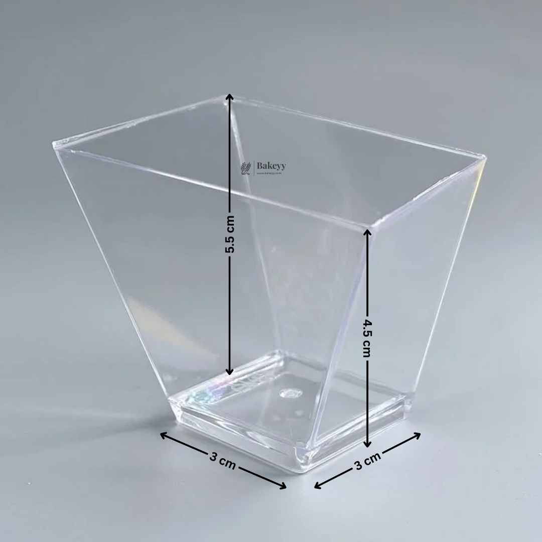 Clear Square Dessert Cup | Tapered Finish | Pack of 25