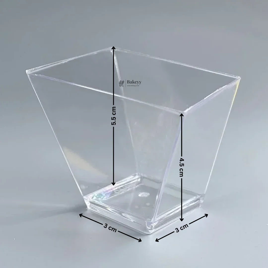 Clear Square Dessert Cup | Tapered Finish | Pack of 25