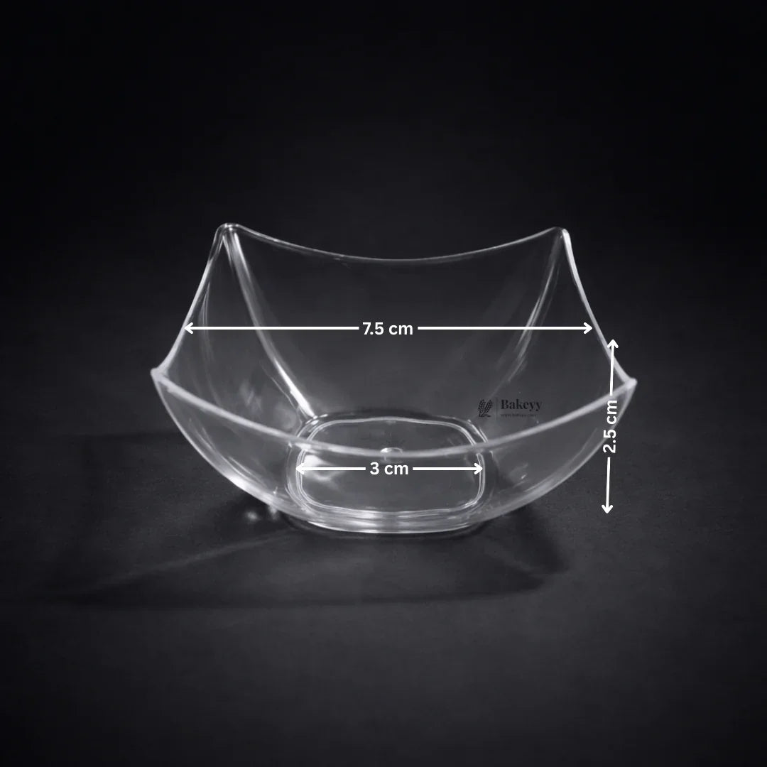 Clear Square Curved Dessert Bowl | Pack of 50