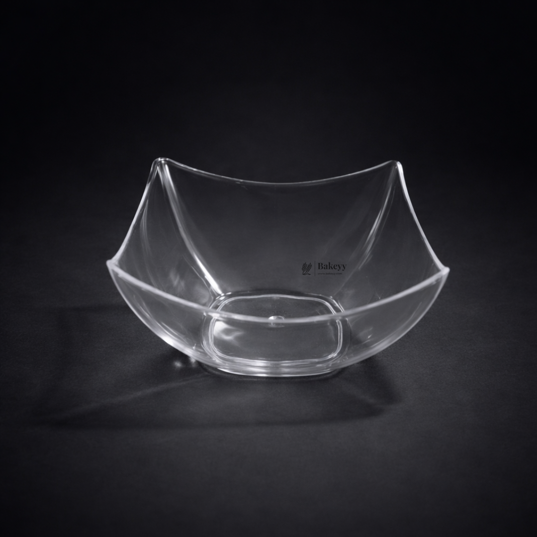Clear Square Curved Dessert Bowl | Pack of 50