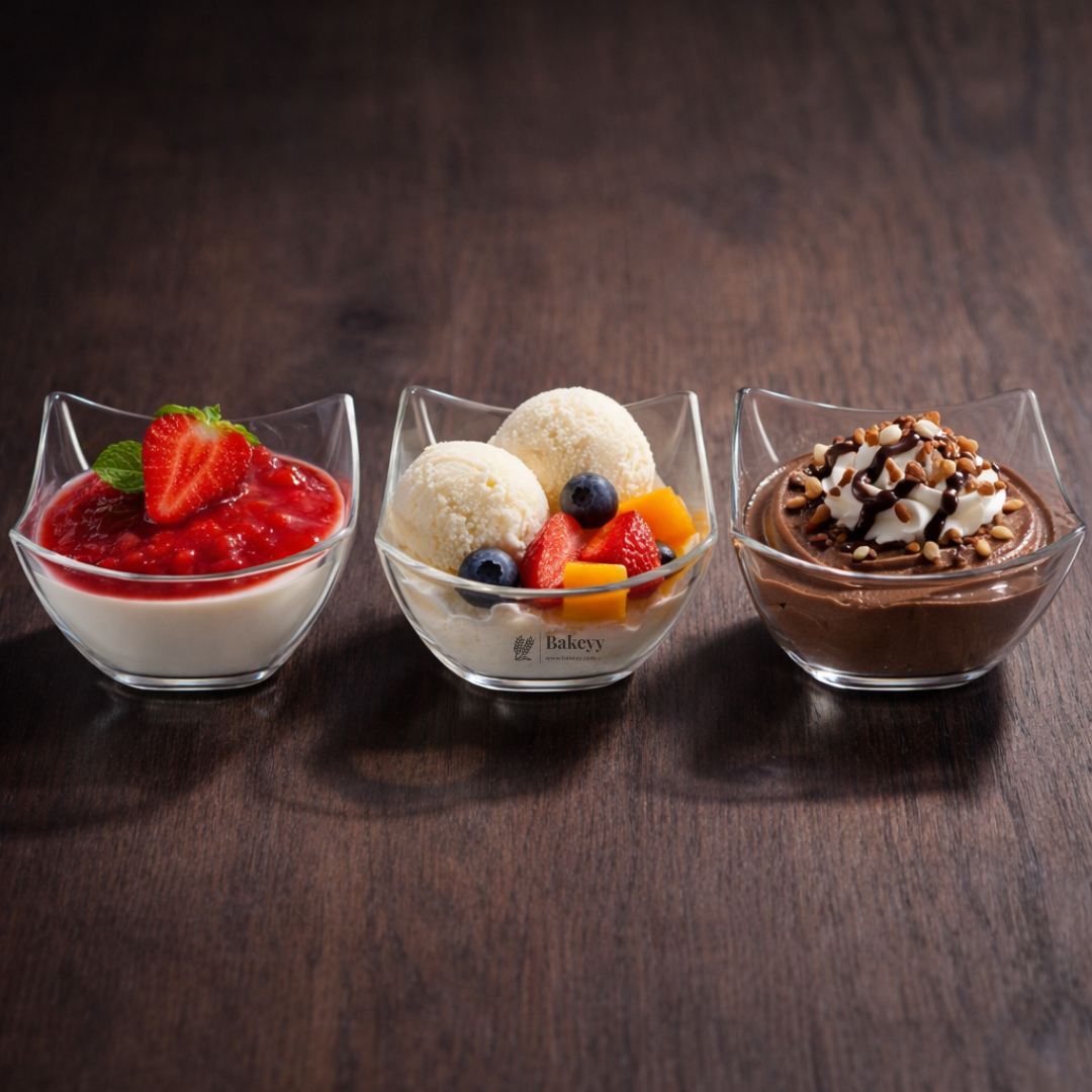 Clear Square Curved Dessert Bowl | Pack of 50