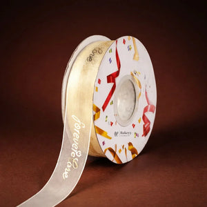 Decorative Organza Ribbon Rolls with Gold Foil Prints | Multiple Designs Options | Pack of 1 - Bakeyy.com - India - Decorative Organza Ribbon Rolls with Gold Foil Prints | Multiple Designs Options | Pack of 1 - Design 4 190.00