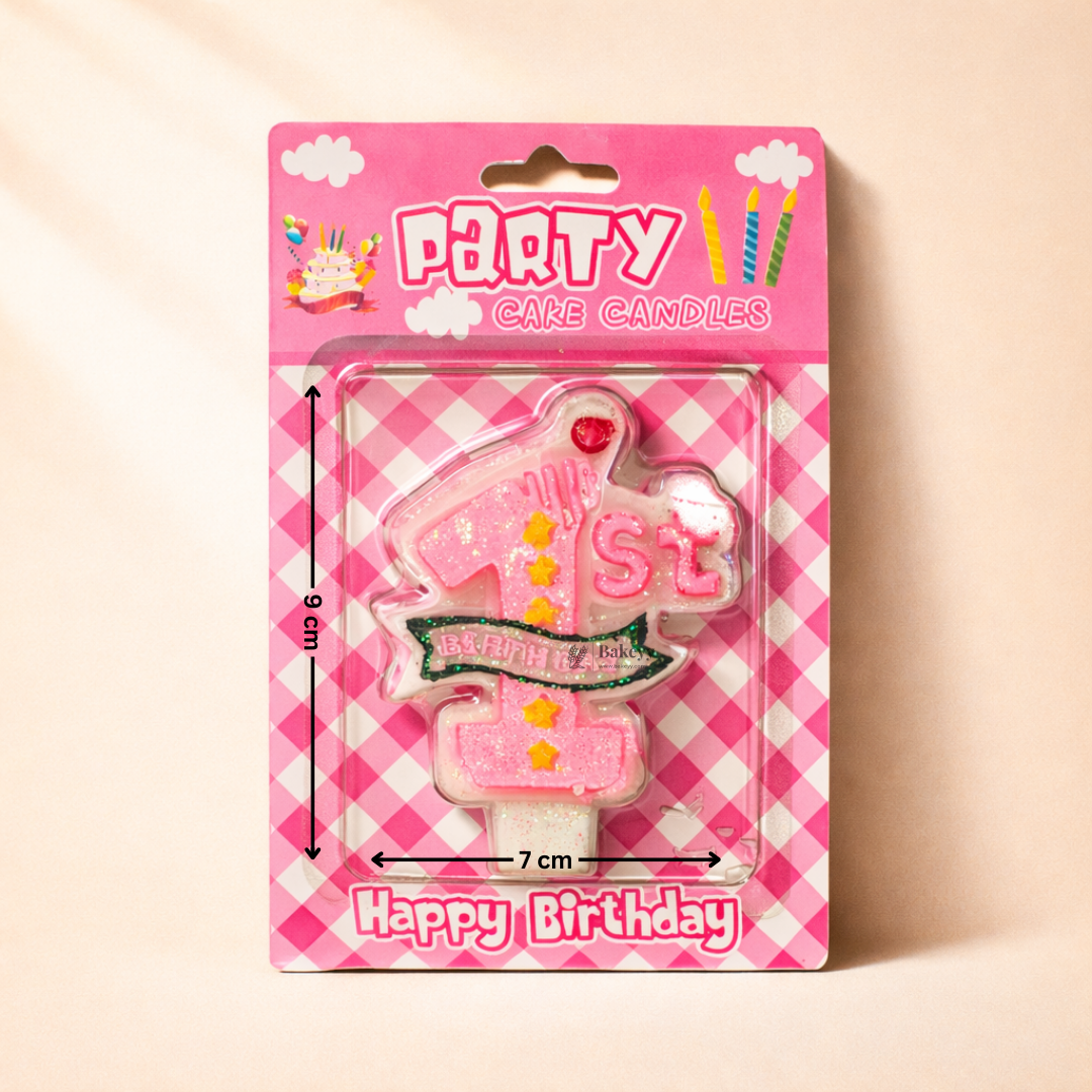 First Birthday Cake Candle | Pink & Blue | 1 Piece