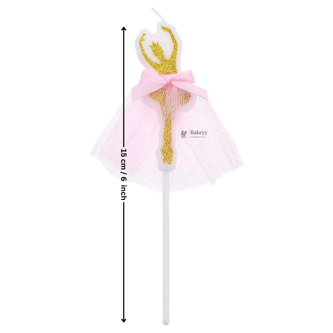 Elegant Ballerina Cake Candle Topper | Gold & Pink Design | 1 Piece