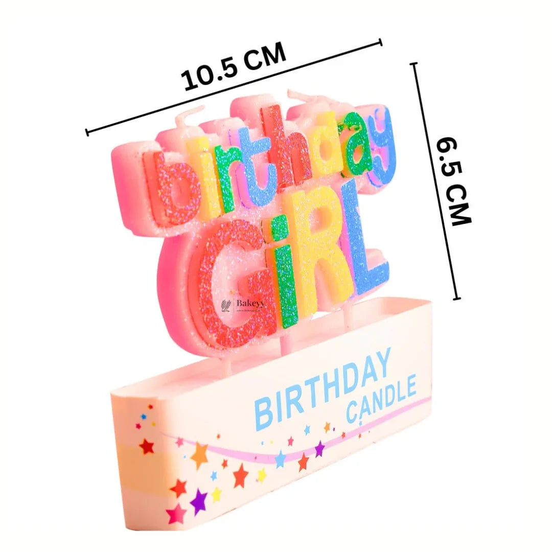 Bakeyy birthday girl candle, multicolor glitter, 10.5x6.5cm, cake decoration
