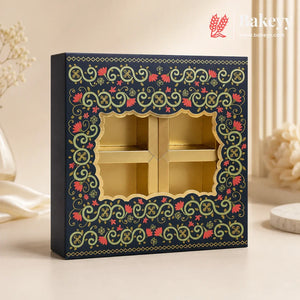 3._4_Cavity_Rigid_Dry_Fruit_Box_Elegant_Festive_Hamper_Box_with_Window_Lid_Elegant_Floral_Design_Pack_Of_1 - Bakeyy.com IN
