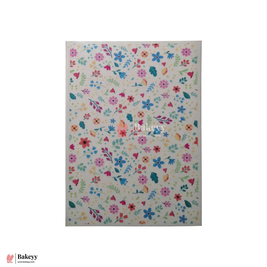 Colorful Floral Pattern Wafer Sheet – Small Flower Pattern   | Pack Of 1