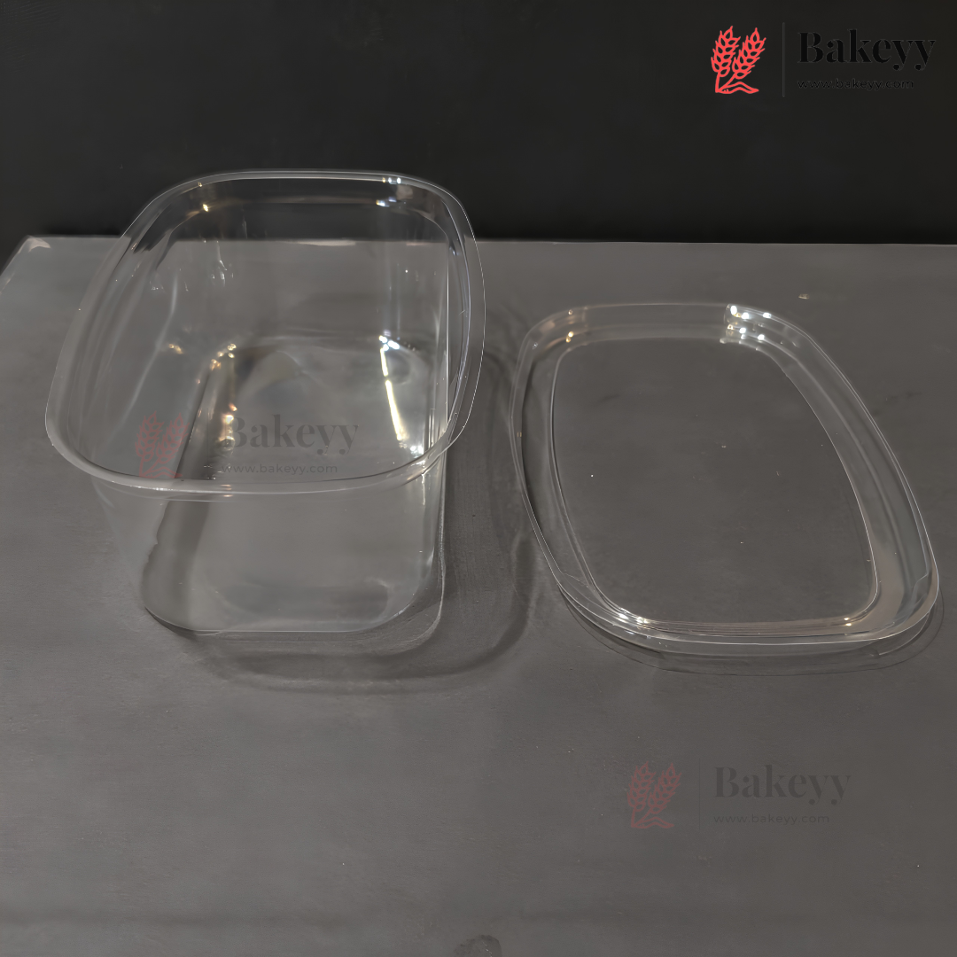 350ml Clear Oval Plastic Dessert Container with Lid | Pack of 50