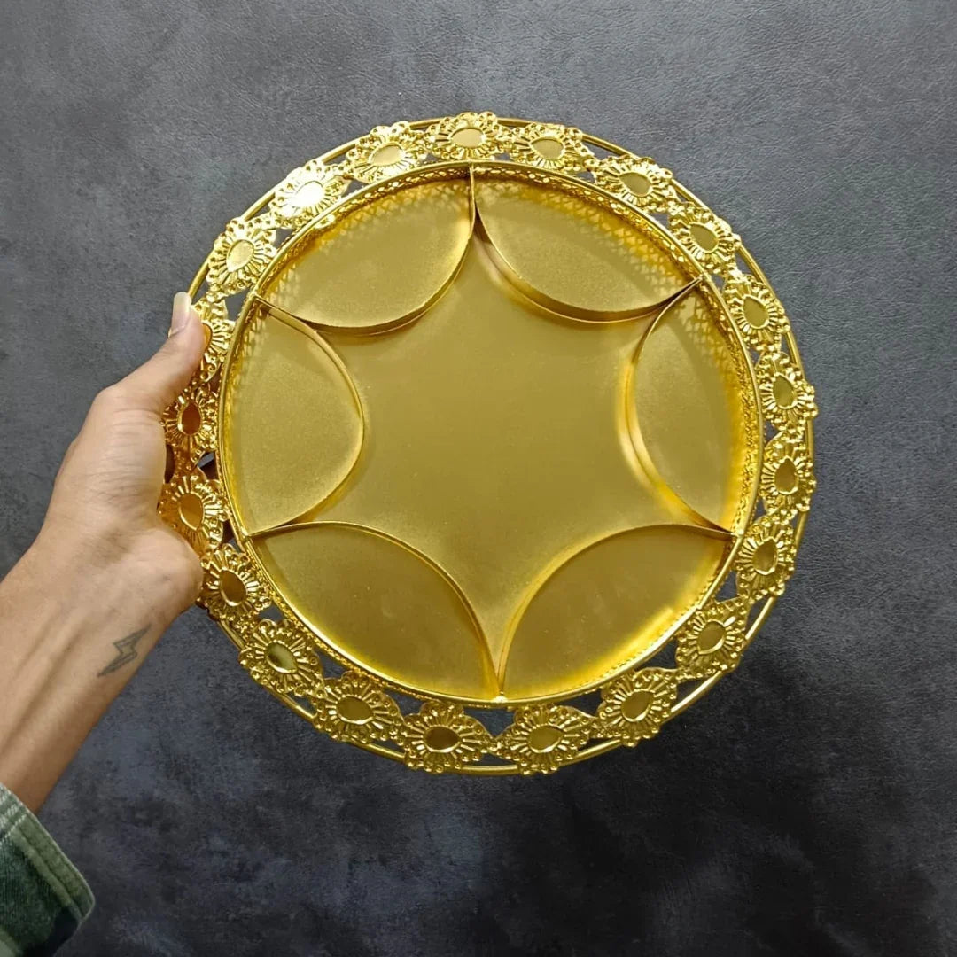 30 cm | Luxurious Gold-Plated 6-Partition Serving Tray | Pack of 1