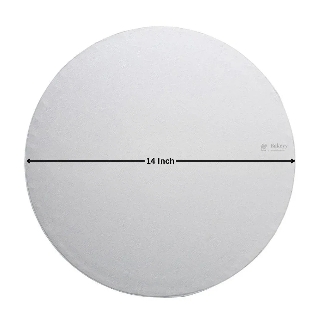 Bakeyy 14 inch round white cake board for baking and cake decoration
