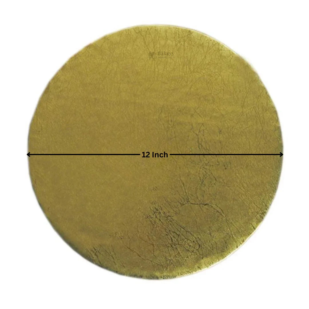 12 inch round gold cake board for bakery and baking supplies from Bakeyy.com