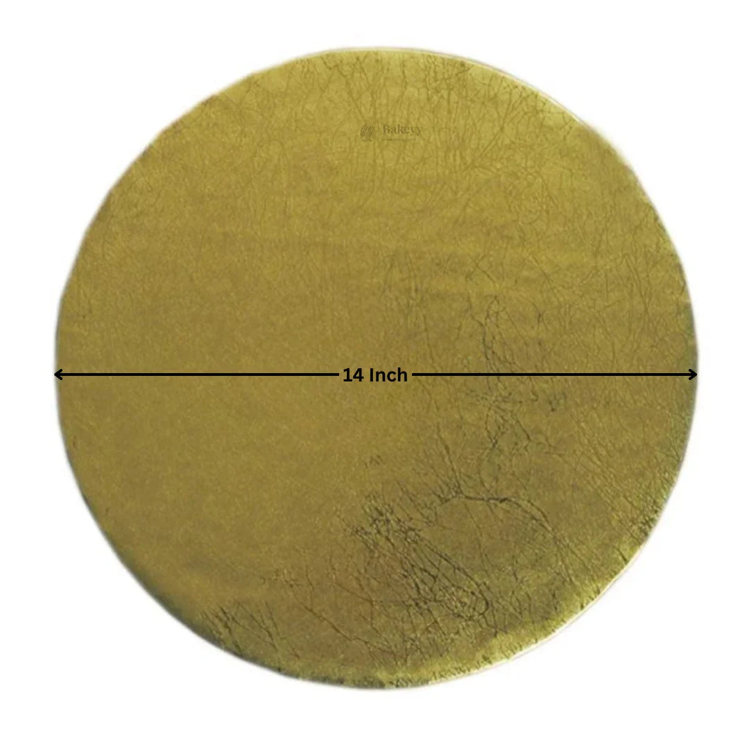 14 inch round gold cake board for baking supplies from Bakeyy wholesale shop