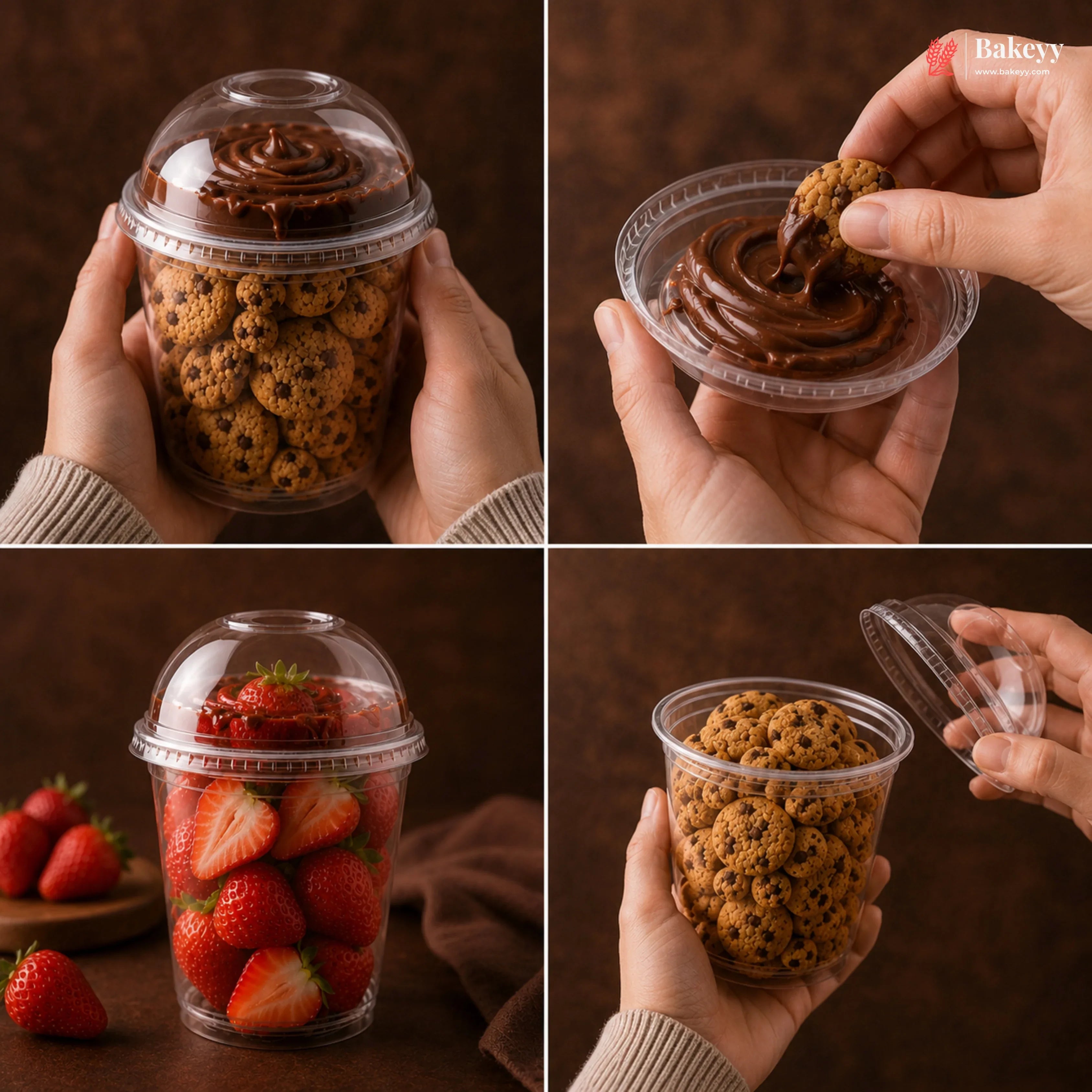 350ml Clear PET Cookie Cup with Dome Lid | Dessert Packaging Cup | Pack of 50