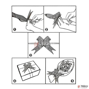 35 cm Printed Pattern Pull Up Gift Ribbon Bow | Easy Self-Tie Decorative Ribbon for Gift Wrapping & Hampers | Multiple Designs Available | Pack of 10