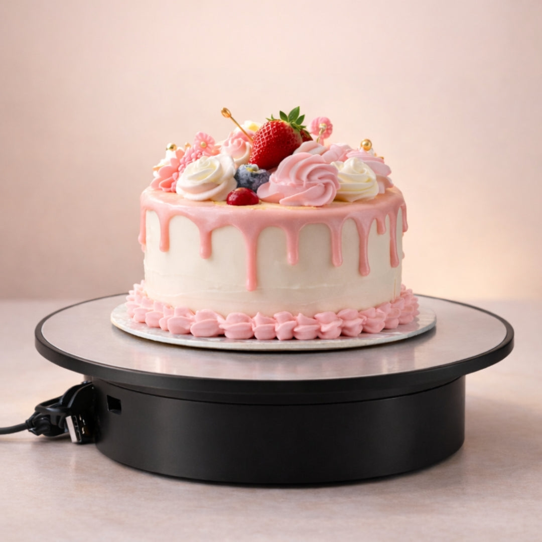 360° Electric Mirror Turntable with Dual Power Option | USB & D Battery | 2–4 RPM Rotating Display Stand | Pack of 1