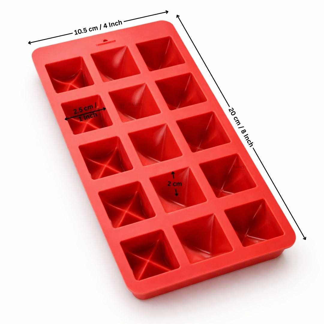 15 Cavity | 3 Design Faceted Pyramid Diamond Silicone Chocolate Mould | Pack of 1